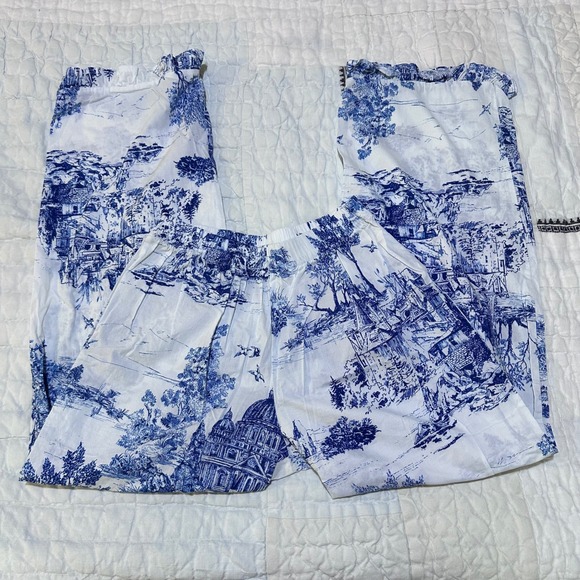 Violet & Brooks Other - Violet & Brooks Toile Pajama Pants Blue White Wide Leg S/M
